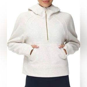 NWT THE GYM PEOPLE' Hoodies Half Zip Crop Sweatshirt Medium Off-white